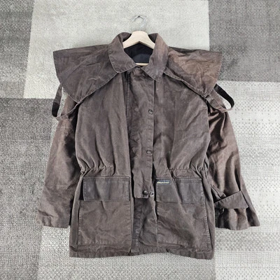 VTG Outback Trading Co Jacket Mens S Brown Oilskin Wax Duster Saddle Coat 90s - Image 1 of 4