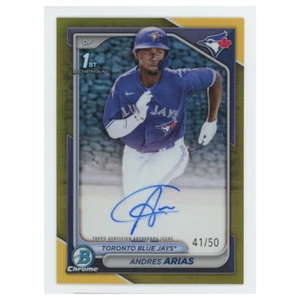 Andres Arias Auto /50 1st Bowman Autograph 2024 Bowman Chrome Blue Jays - Picture 1 of 3