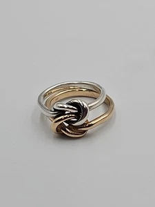 Anello James Avery originale nodo degli amanti in argento sterling e oro 14 carati misura 7 - Foto 1 di 8