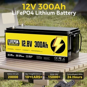 12V 300Ah LiFePO4 Lithium Battery 15000+ Deep Cycles Solar RV Off-grid BMS - Picture 1 of 16