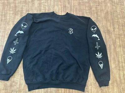 Opening Ceremony x Spring Break Rare Black Sweatshirt Glow IN Dark Alien, Weed  - Image 1 of 3