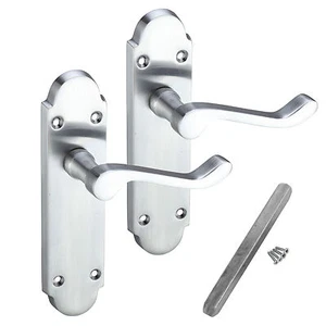 Innentürgriffe auf Rückenplatte Chrom satiniert - Riegelgarnitur Türgriffe - Bild 1 von 3