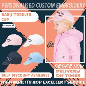 Personalised Custom Embroidered Larkwood Baby Toddler Cap LW90T Kids Gift - Picture 1 of 5
