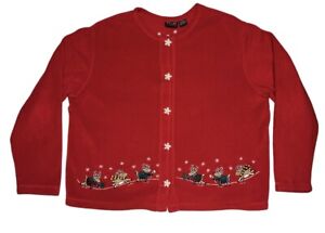 C & B SPORT Festive Holiday Sweatshirt with Snowflake buttons and decals NICE!