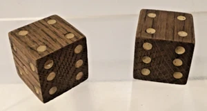 Dice Die Large Handmade Pair Of Wooden Stained  1.25" - Picture 1 of 4