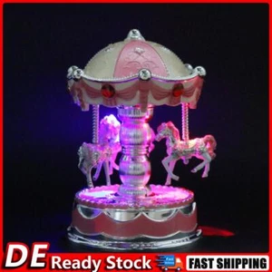 Emitting Clockwork Vintage Karussell Pferd Spieluhr Geburtstagsgeschenk (Rosa) D - Bild 1 von 5