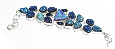 Titanium Druzy Hydro Tanzanite Handmade Gemstone Bracelet Jewellery Size 8 Inch - Image 1 of 4