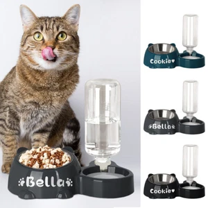 Personalised 2-In-1 Automatic Cat Feeder w/Name Pet Dog Food & Water Dispenser - Bild 1 von 17