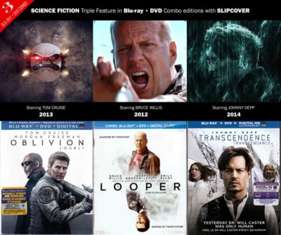 3 Blu-ray OBLIVION + LOOPER + TRANSCENDENCE Combo DVD + SLIPCOVER OOP Region A - Image 1 of 4
