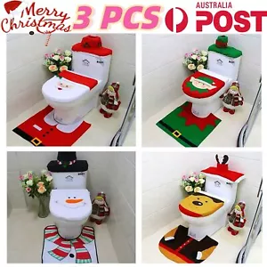 Christmas Toilet Seat Cushion Set Bathroom Washable Warmer Cushion Cover Pad Mat - Picture 1 of 21
