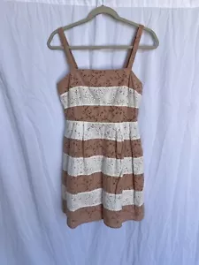 Loft Fit Flare Kleid 100% Baumwolle Sommerkleid rot und creme Damen Größe 4 - Bild 1 von 7