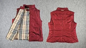 BURBERRY London Nova Check Puffer Vest Womens Size M Ectordos Red Label Burgundy - Picture 1 of 17