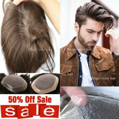 Pelucas de repuesto de cabello humano Remy natural para hombres Foto 1 de 4