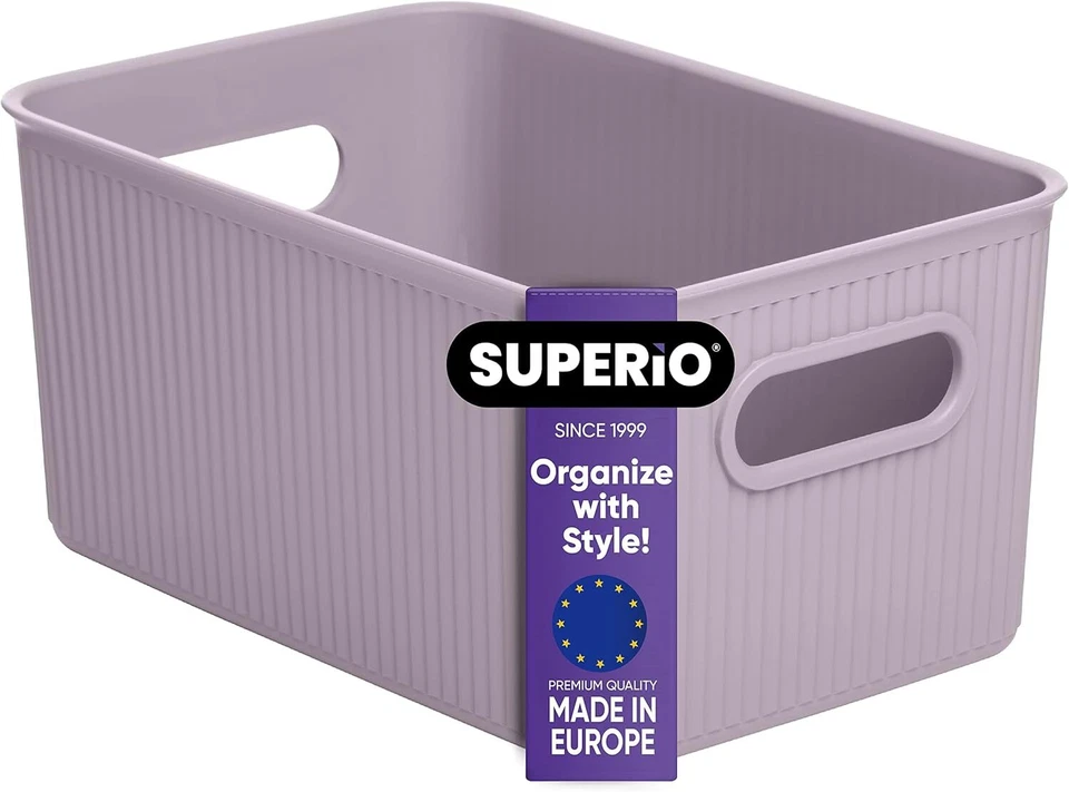 Superio Ribbed Organizer Storage Bins 5 Liter Lilac Matching Sizes Available
