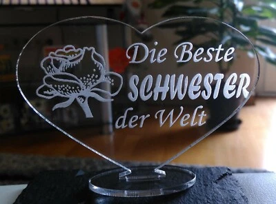 HERZ BESTE SCHWESTER MUTTERTAG GEBURTSTAG GESCHENKidee Herz ACRYL LIEBE*