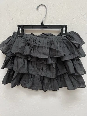 CREWCUTS girls 10 DARK GRAY tiered silk short skirt machine washable - Image 1 of 3