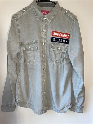 Superdry Shirt Mens Large Green  Military Overshirt Classic Army Japan - Image 1 of 4