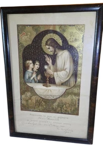 Antiguo artefacto religioso católico eslovaco de la 1ª Comunión de 1924 - Imagen 1 de 7