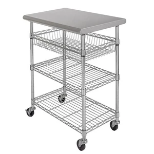 Seville Classics Stainless-Steel Utility Cart NSF, 30 W X 20 D X 36 H - N/A - Picture 1 of 9