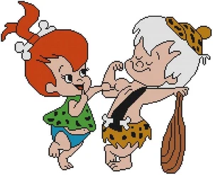 KREUZSTICH + BASTELMUSTER Kieselsteine Feuerstein Bamm Bamm Schutt Babys Cartoon - Bild 1 von 20