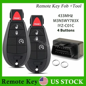2 Replacement Remote Key Fob 4B + Programmer For 2008 - 2012 Dodge Ram 1500 2500 - Picture 1 of 10