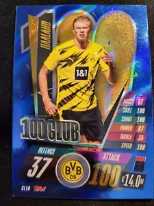 2020-21 Match Attax Erling Haaland BLUE WAVE 100 CLUB card #CL10 - Picture 1 of 2