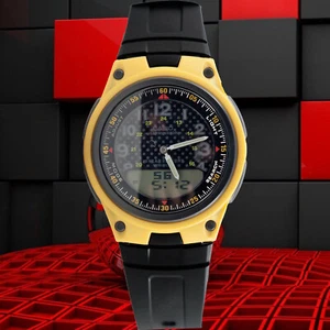 Casio AW80-9BV Yellow 30 Page Databank Watch Duo World Time Ana Digital 3 Alarms - Picture 1 of 5