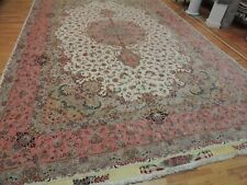 13x20 RARE Signed Twice Antique Tabrize Silk/wool Oriental Rug Yellow Pink Green