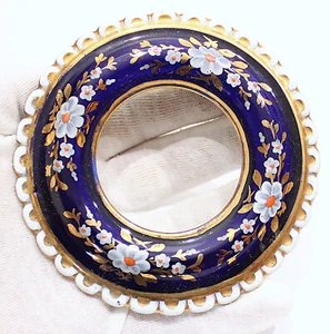 Antique 19th century clock front porcelain bezel hand painted - Picture 1 of 6