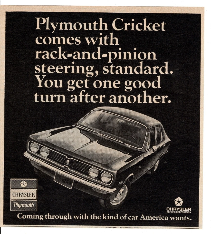 1971 PLYMOUTH крикет винтажная печатная реклама - Изображение 1 из 1