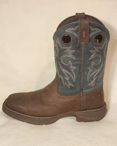 Durango Rebel Men's 11.5M Brown/Blue Square Toe Work Boots DB016 Slip Oil Resist - Picture 1 of 11