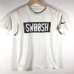 Nike Dri Fit Youth Boy's XS Swoosh Basketball T-Shirt White EUC - Picture 1 of 3