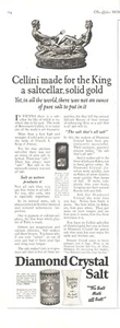 1922 Diamond Crystal Salt Antique Print Ad Cellini Solid Gold Saltcellar King - Picture 1 of 1