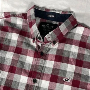 Hollister Hombre Rojo Gris Epic Flex Cuadros Manga Larga Camisa Abotonada - Talla L - Imagen 1 de 8