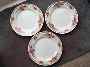 Crown Dynasty LARGE DINNER PLATES x3 Rose Pattern **GC** - Picture 1 of 3