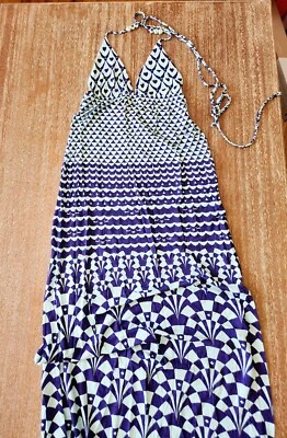 Maxi Vestido Insight Corazón Gato Estampado Geométrico 2 XS X-Pequeño Azul Viscosa Foto 1 de 4