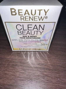 NUEVO Beauty Renew Clean Beauty Hidratante Facial Día/Noche 50+ Oro 24k 1.7 OZ - Imagen 1 de 7