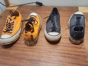 Lot 2 Size 9 - Converse Sample Chuck 70 OX Low Black Yellow Worn Damaged - Picture 1 of 18