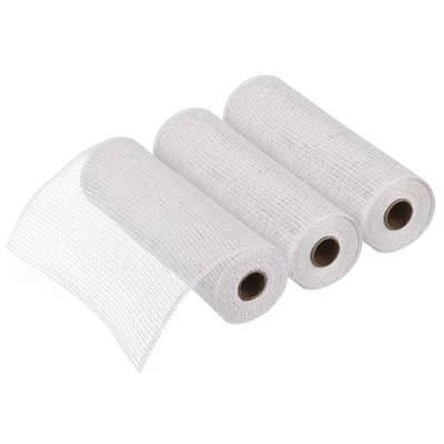 3 piezas 10" Poli Arpillera Malla para Corona Tela Decorativa Cinta 6.4 Yardas Blanco Foto 1 de 4