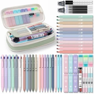 56 PCS Aesthetic School Supplies with Large Pencil Case, 6 Colored Ballpoint ... - Picture 1 of 8