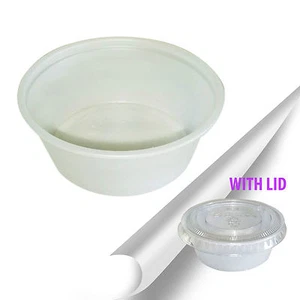 500 Sets 1.5 oz. Plastic Portion Cups with Lids Souffle Sauce  - Picture 1 of 3