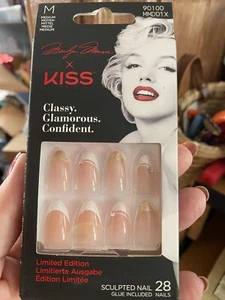 KISS Marilyn Monroe Press On Nails #BLONDE AMBIT New Medium Almond 28pcs W/Glue - Picture 1 of 4