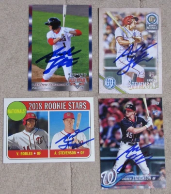 (4) Andrew Stevenson RC Rookie Signed Auto Autograph Washington Nationals - Image 1 of 2