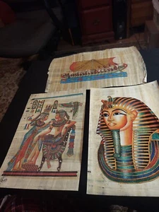 Wholesale set of 3 handpainted egyptian Papyrus, free shipping via USPS. - Picture 1 of 4