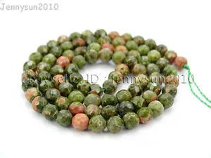 Natural Unakite Gemstone Faceted Round Beads 15'' 2mm 4mm 6mm 8mm 10mm 12mm 14mm - Picture 1 of 34