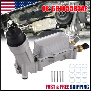 Aluminum Engine Oil Cooler Filter Housing Fits 11-16 Dodge Jeep Chrysler Ram3.6L - Picture 1 of 13