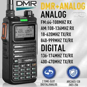 Radio RT-4D DMR Digital Walkie Talkie Modo Dual Analógico Doble Ranura de Tiempo Radioaficionado - Imagen 1 de 30