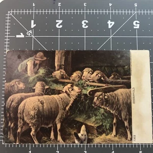 Antique Postcard "Sheepfold" Sheep Farmer Undivided Back - Picture 1 of 2