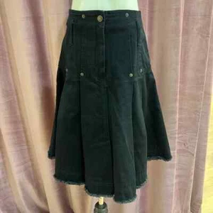 Neu mit Etikett authentisch Louis Vuitton Vintage schwarz Denim knielanger Rock Gr. 36/US 4 $ 3440 - Bild 1 von 24
