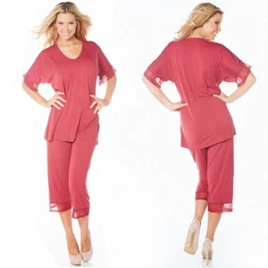 Rhonda Shear "My Time" Set da notte Capri con orlo in pizzo 194285-J (L, rabarbaro) $29,90 - Foto 1 di 3